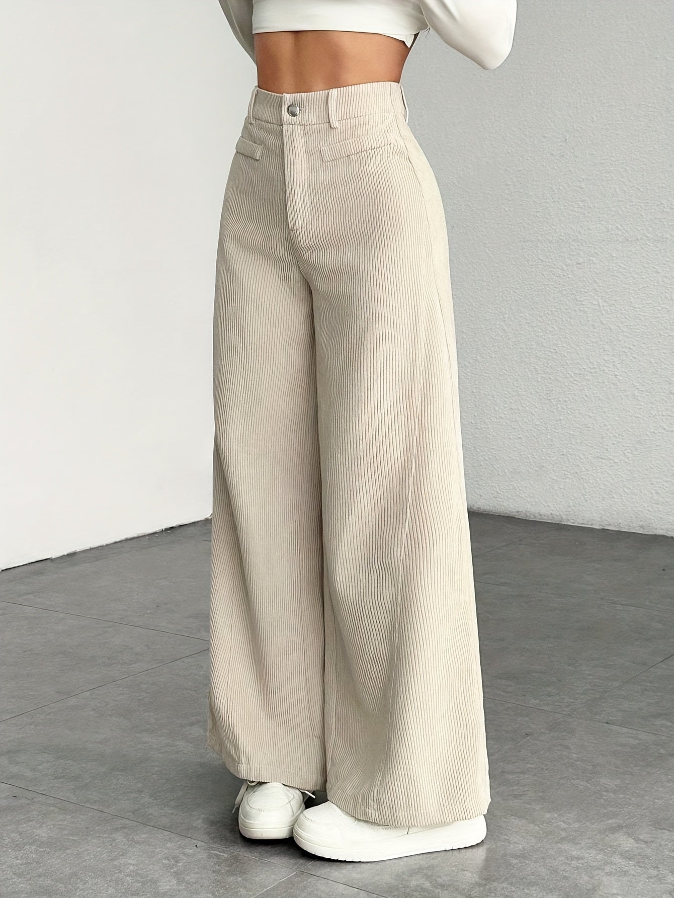 High-waisted wide-leg pants