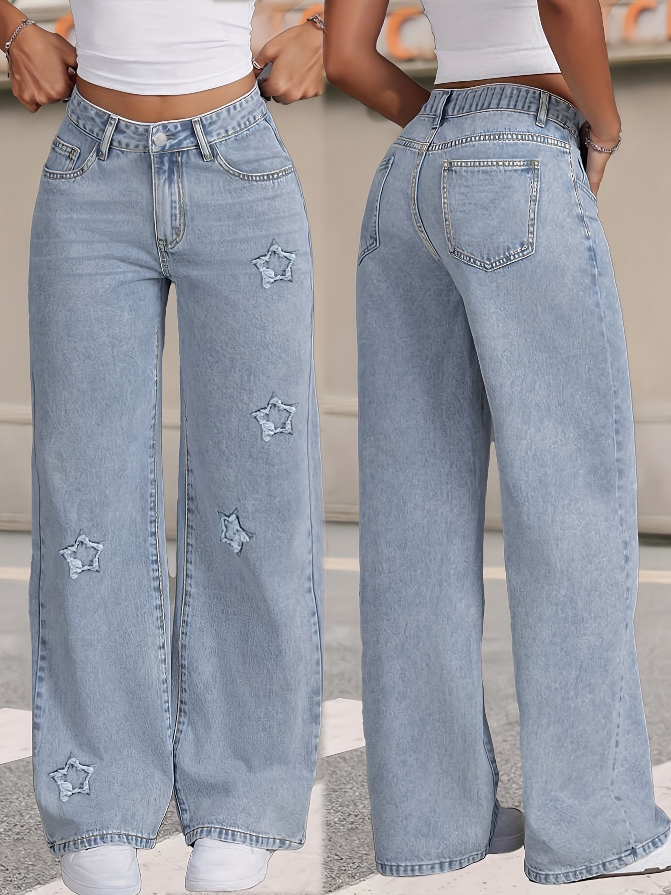Casual star print jeans