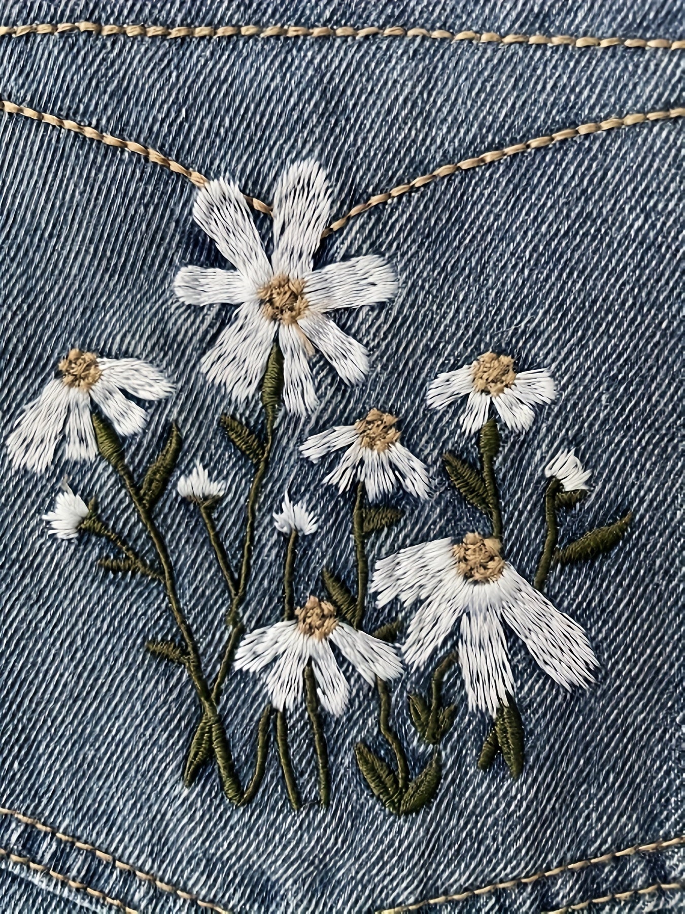 Floral denim shorts