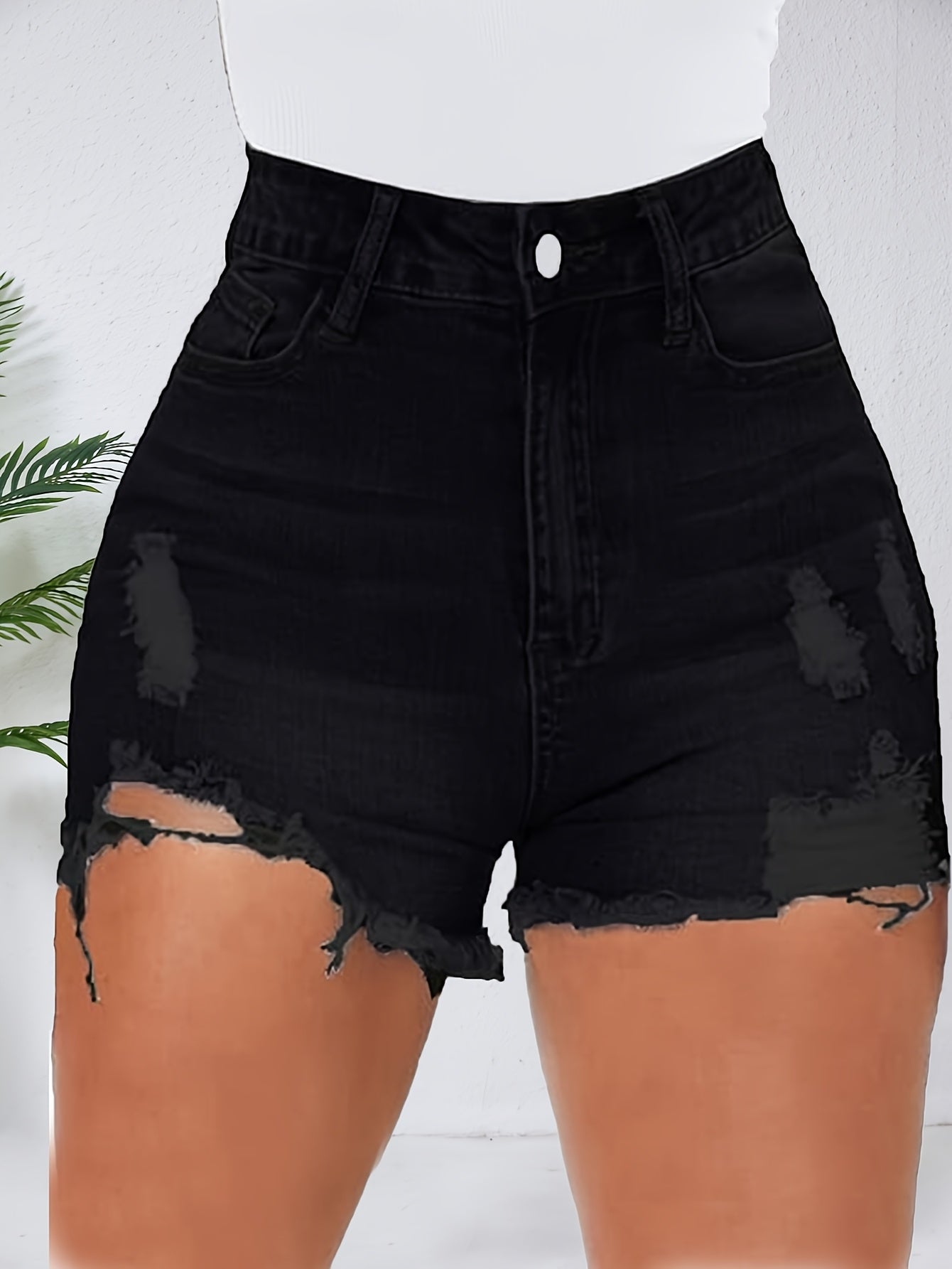 High Waisted Stretch Ripped Jeans for Women