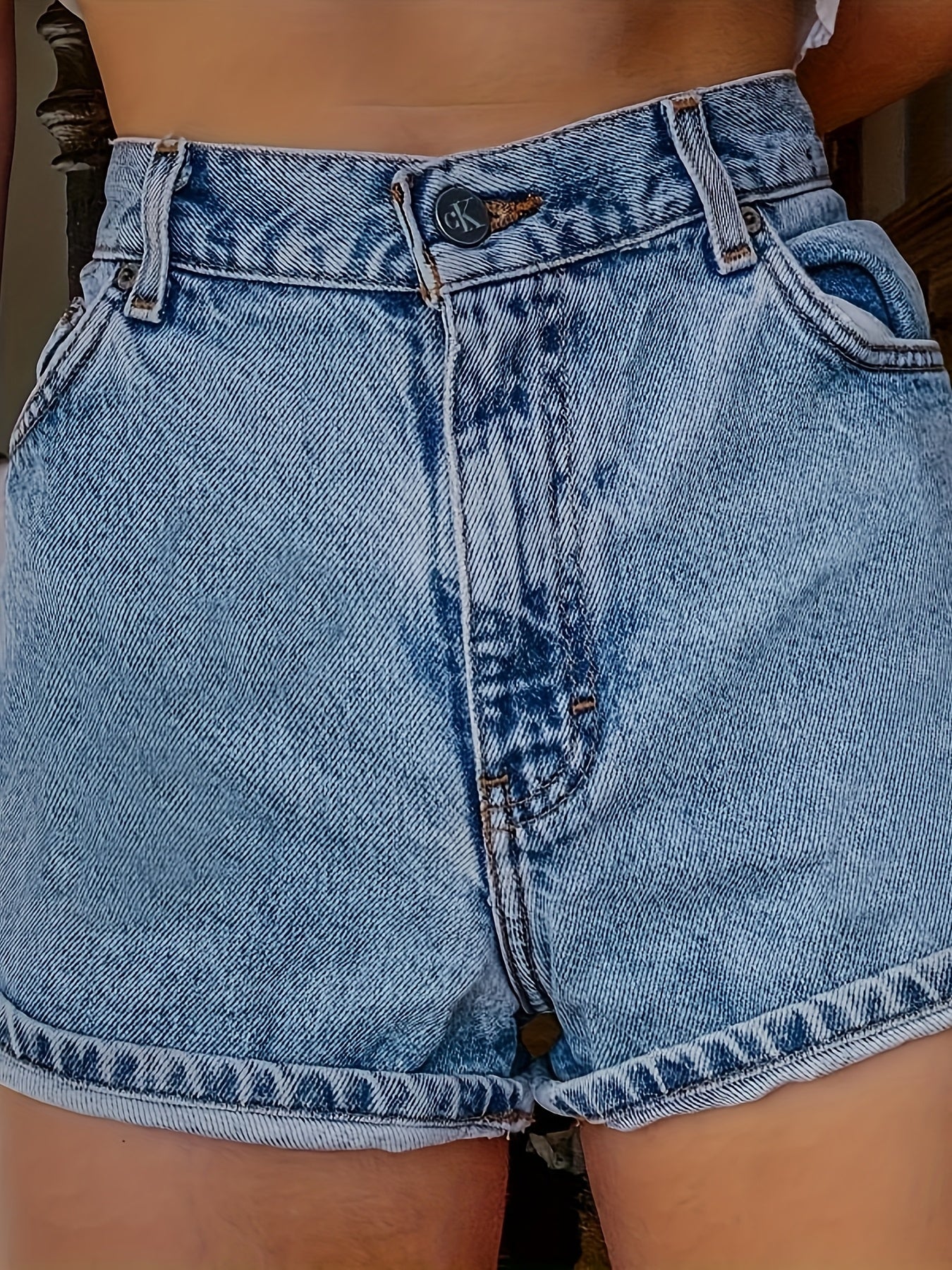 Floral denim shorts