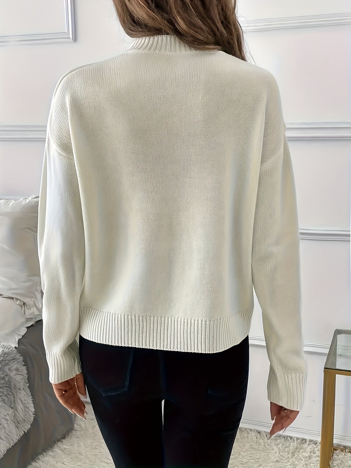 Women'S Elegant Bow Tie Round Neck Sweater