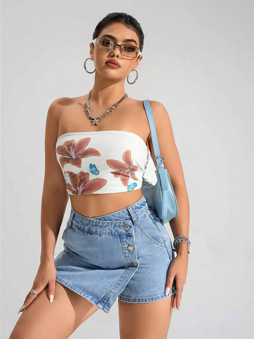 Denim skirt short