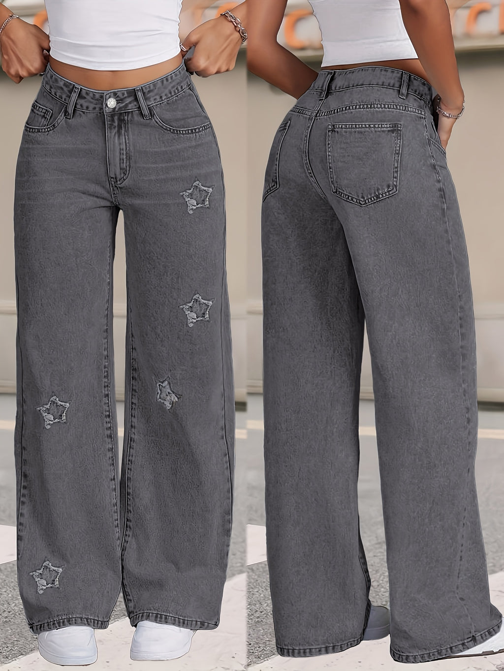 Casual star print jeans