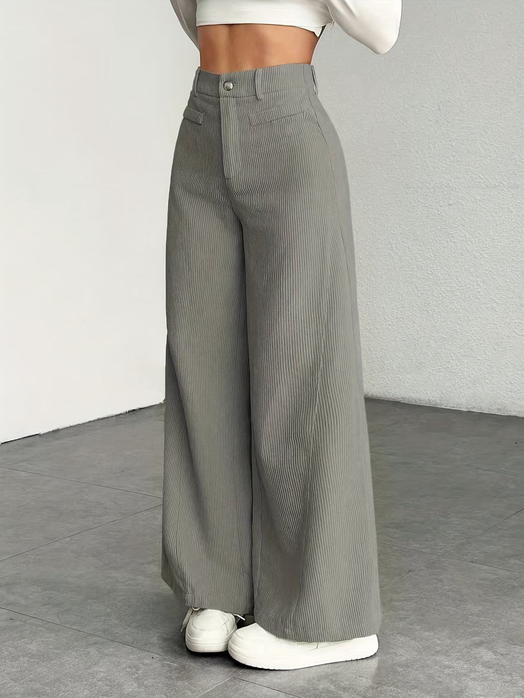 High-waisted wide-leg pants