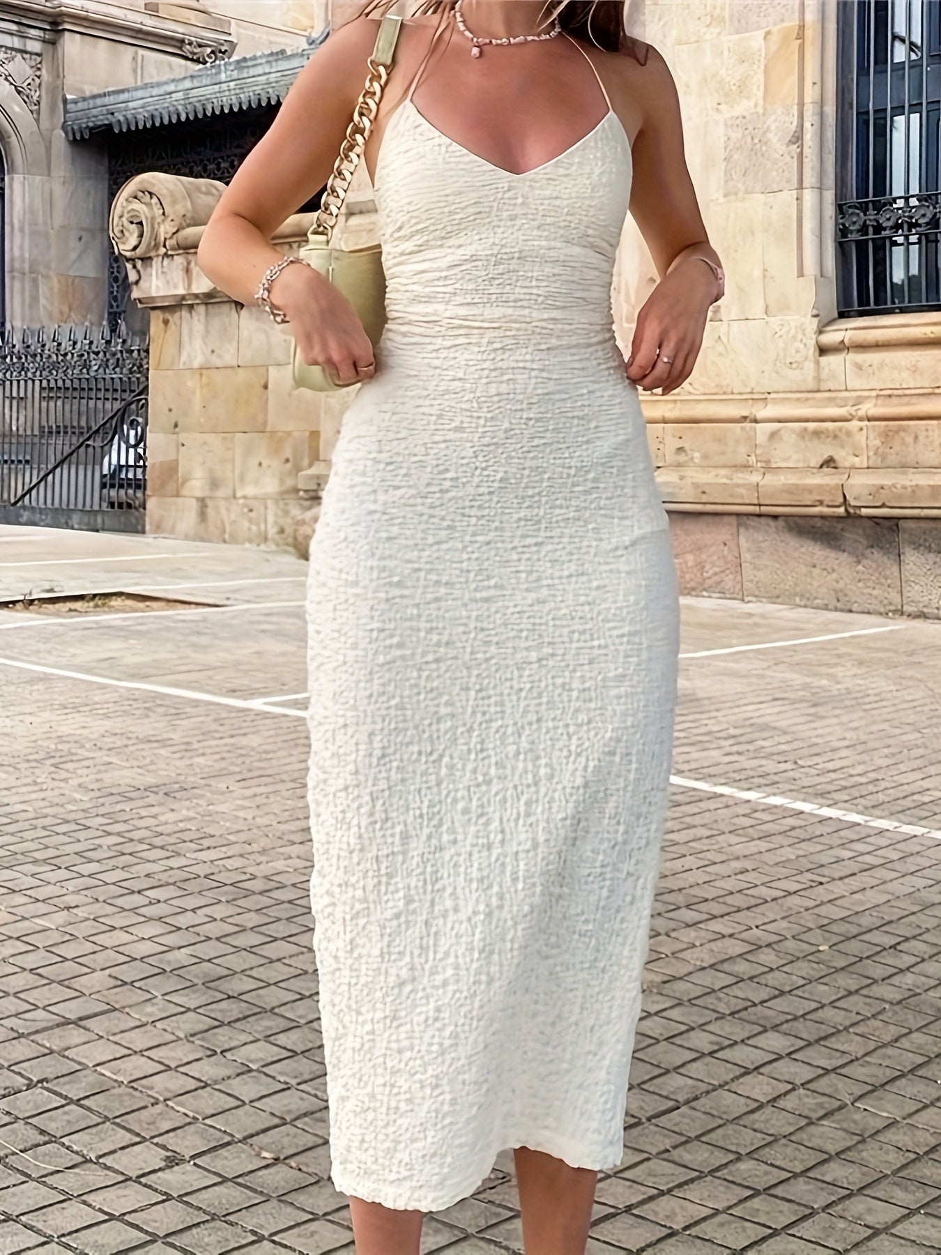 Sexy women’s off-shoulder deep V-neck dress