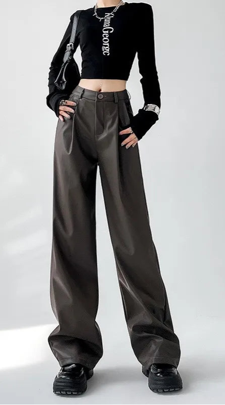 Elegant faux leather pants