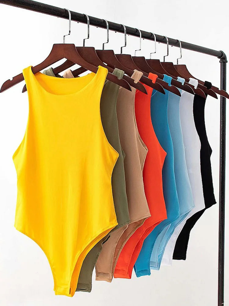ssummer solid sexy bodycon women bodysuits female