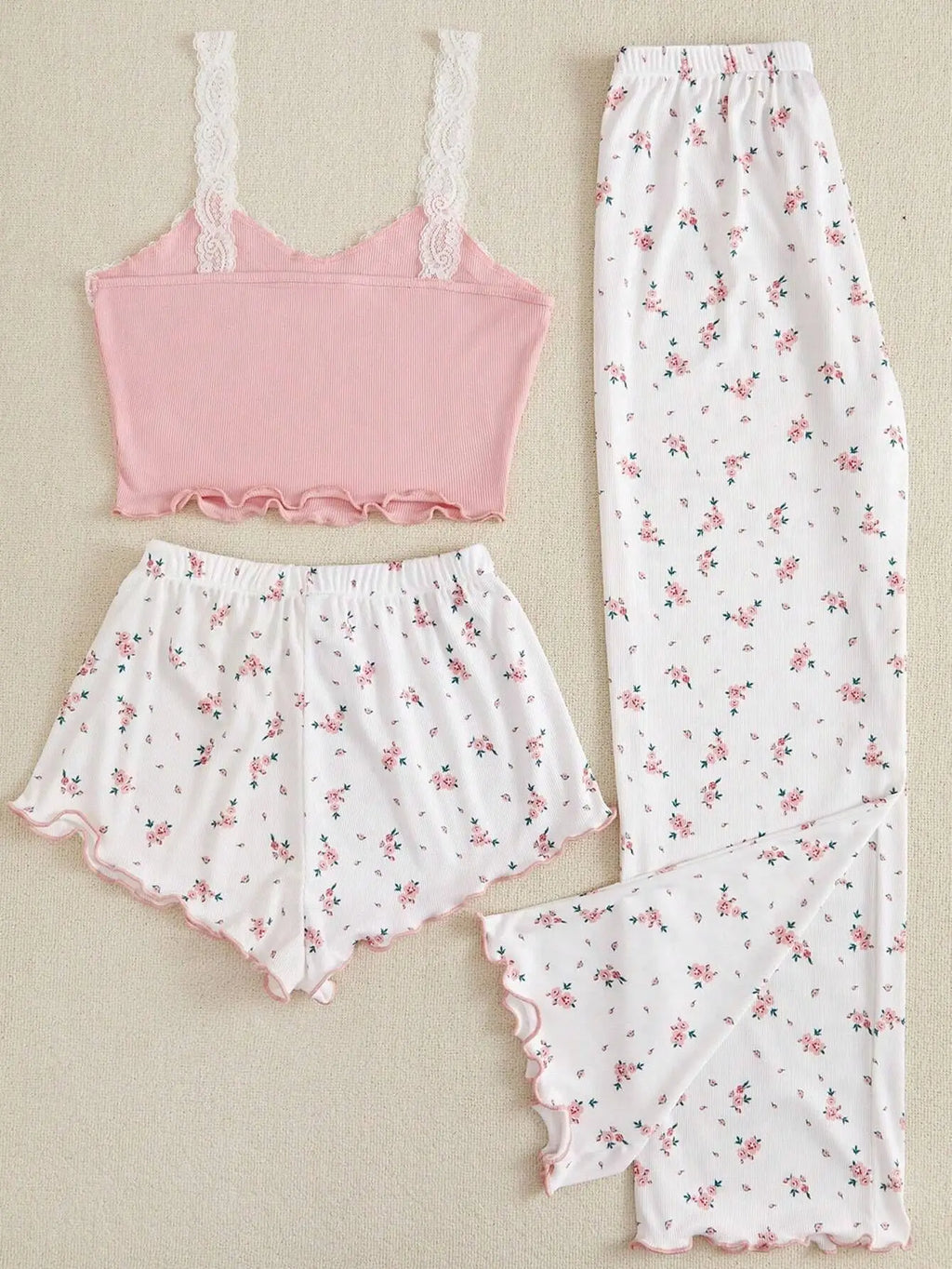 Three Piece Pajamas Set Women's Casual Sleepwear