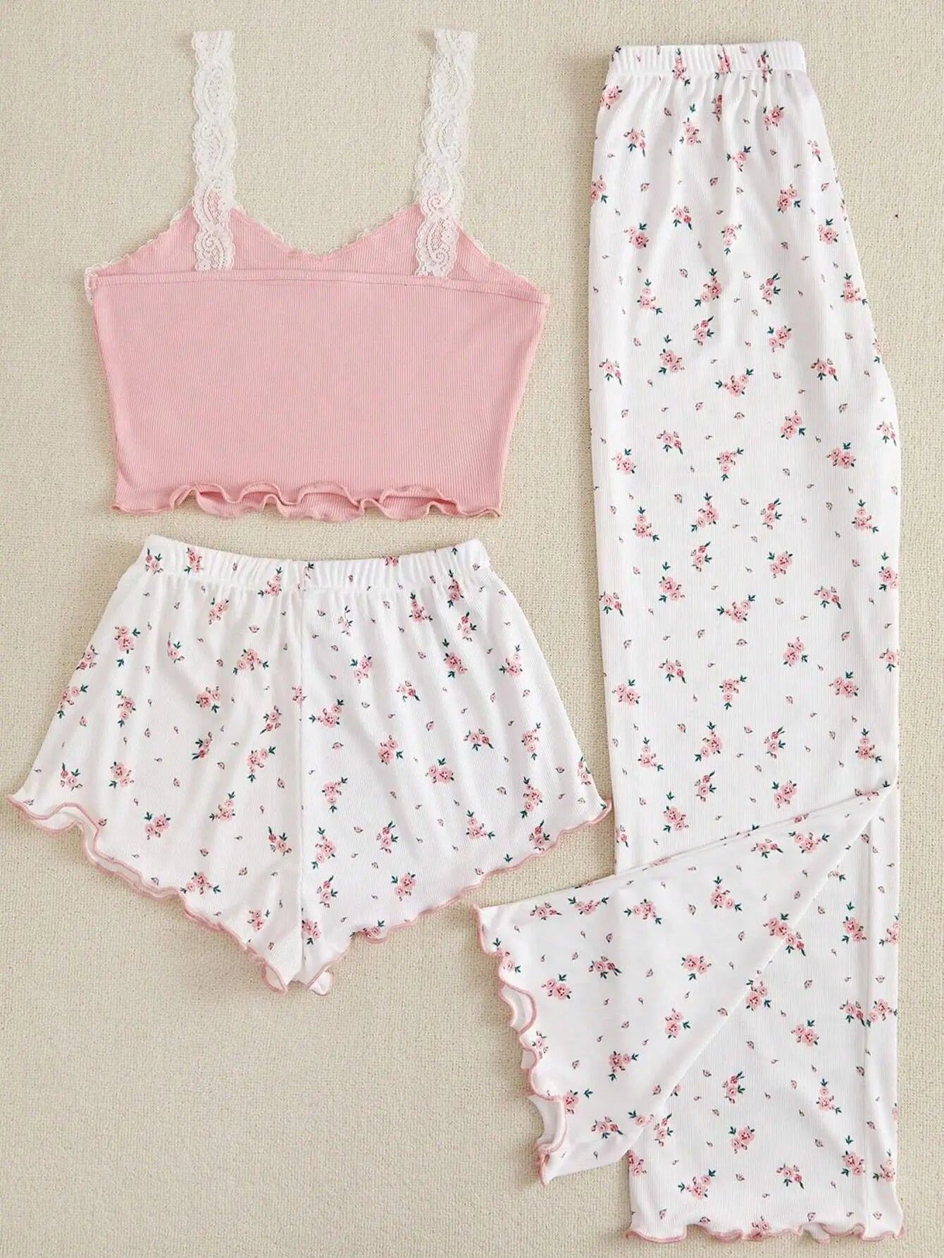 Three Piece Pajamas Set Women's Casual Sleepwear