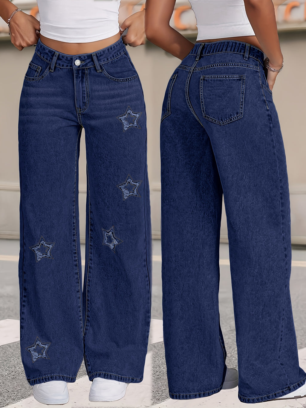 Casual star print jeans