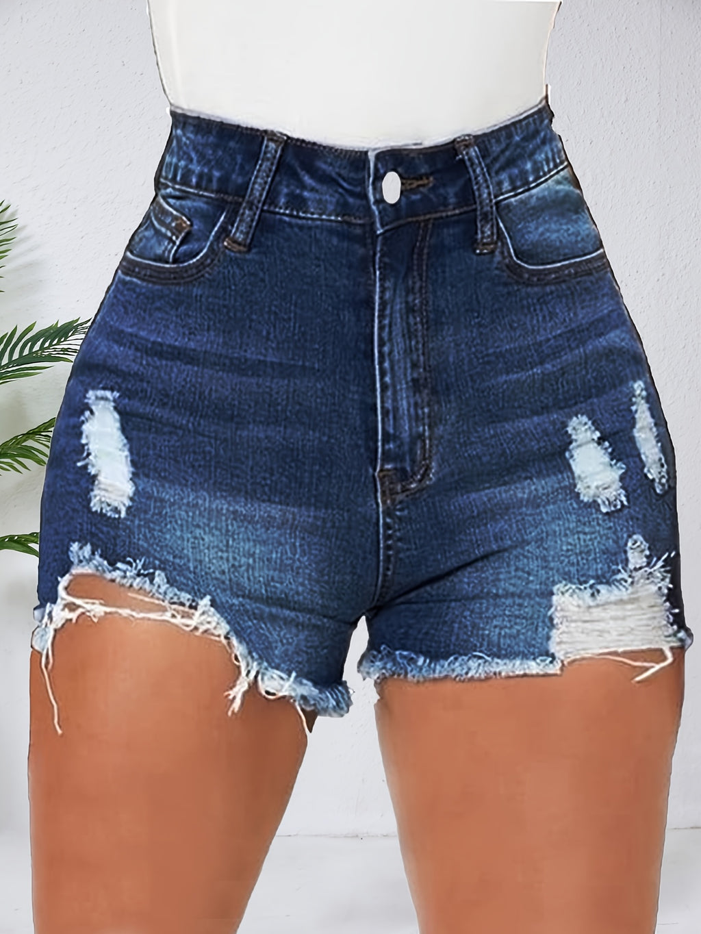 High Waisted Stretch Ripped Jeans for Women