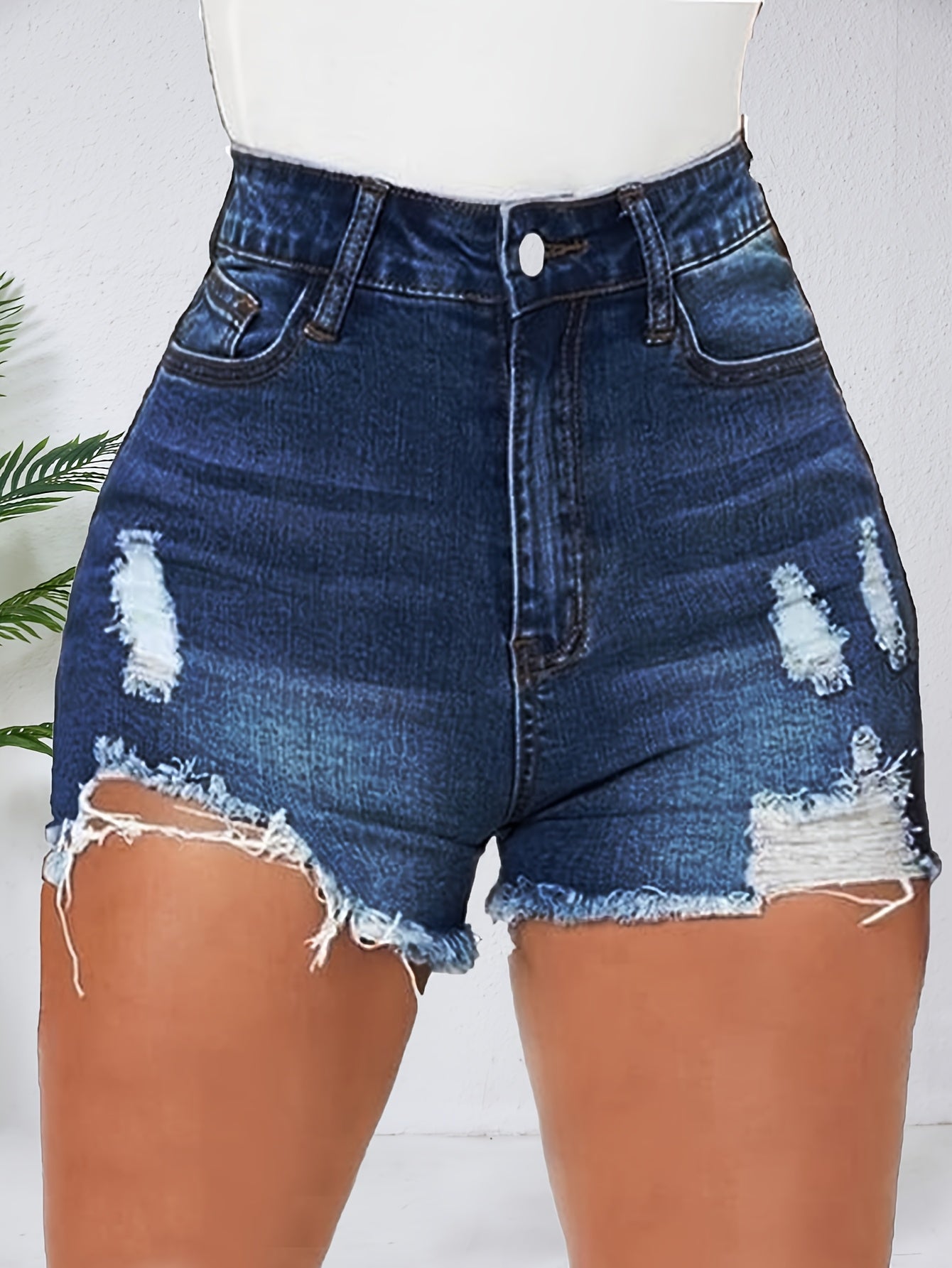 High Waisted Stretch Ripped Jeans for Women