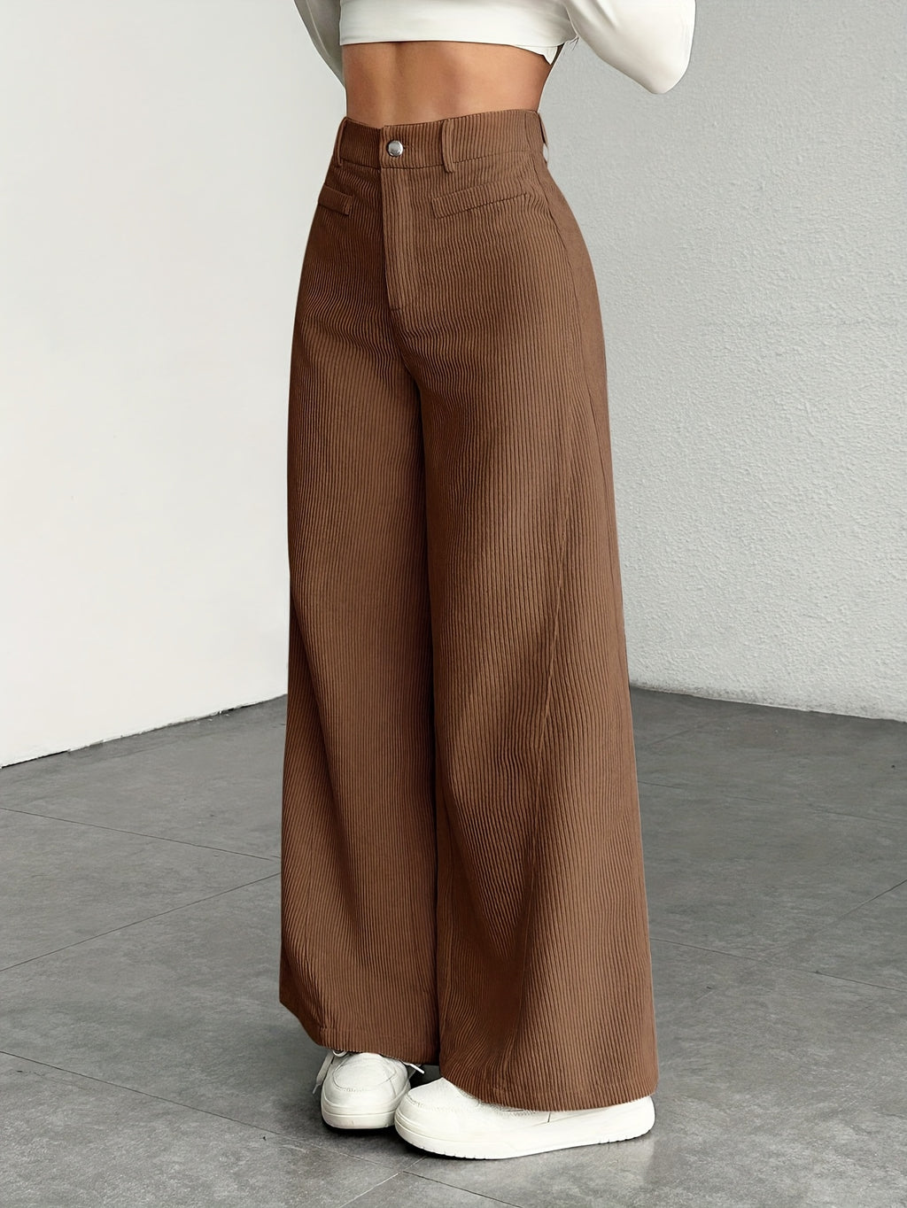 High-waisted wide-leg pants